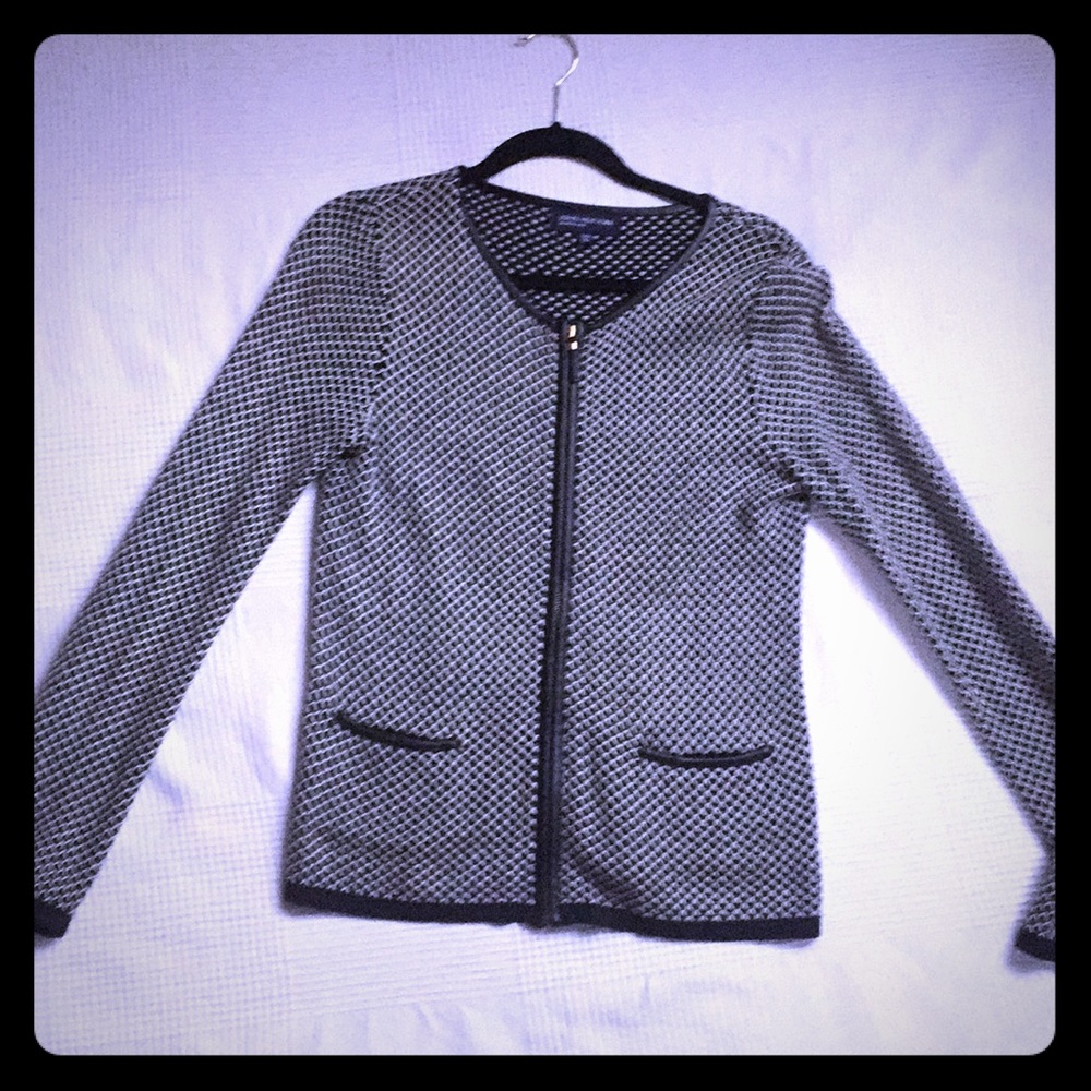 Zip cardigan by Jones New York black white